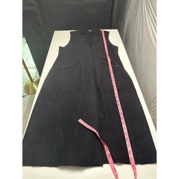 Eileen Fisher Size S Lightweight Boiled Wool Long Vest Responsible Wool Black - Picture 7 of 9